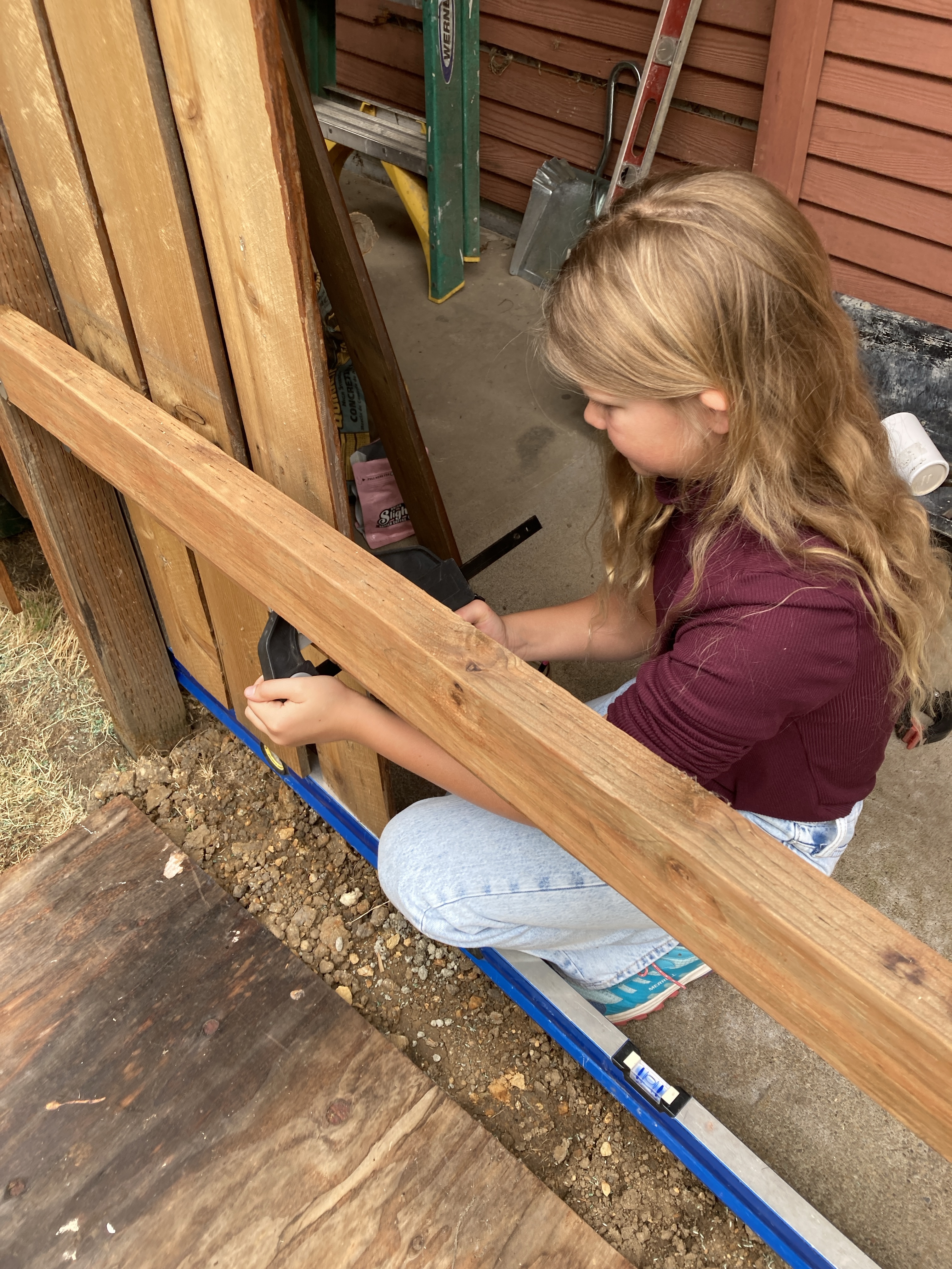 I taught her how to use a clamp as a third hand.