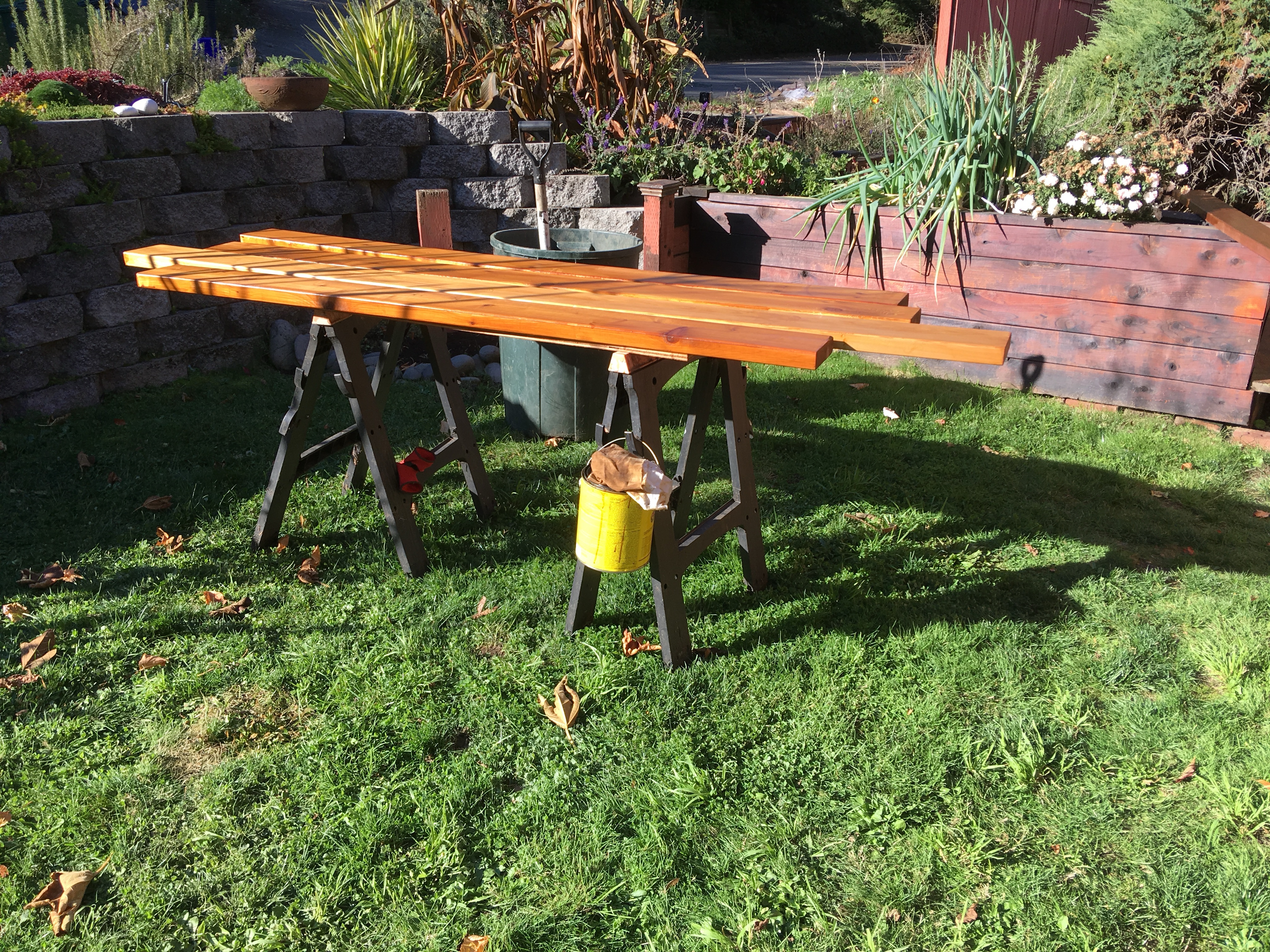 Maybe I used honey teak colored stain. That is what would be in the can