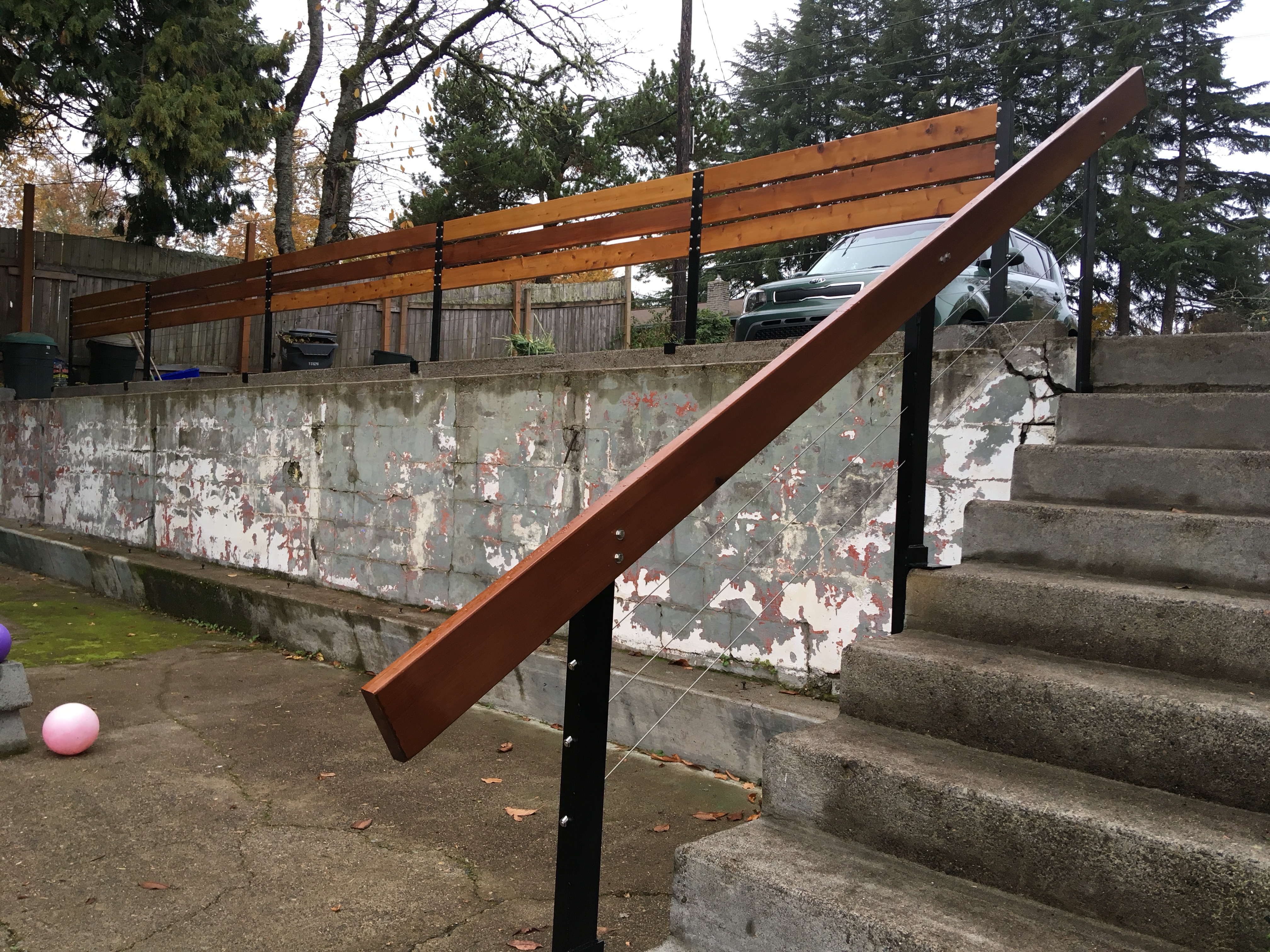 With stairs in view
