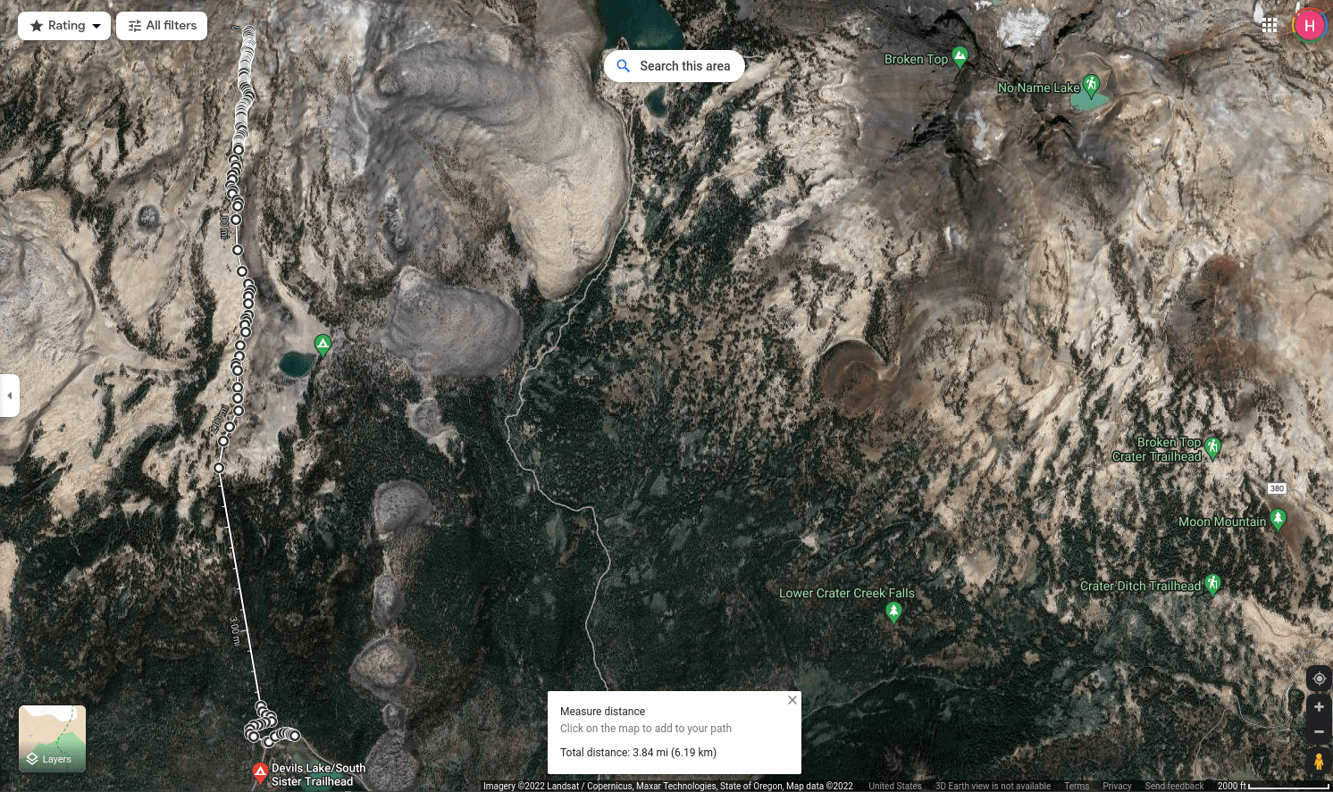 map with trail outlined.