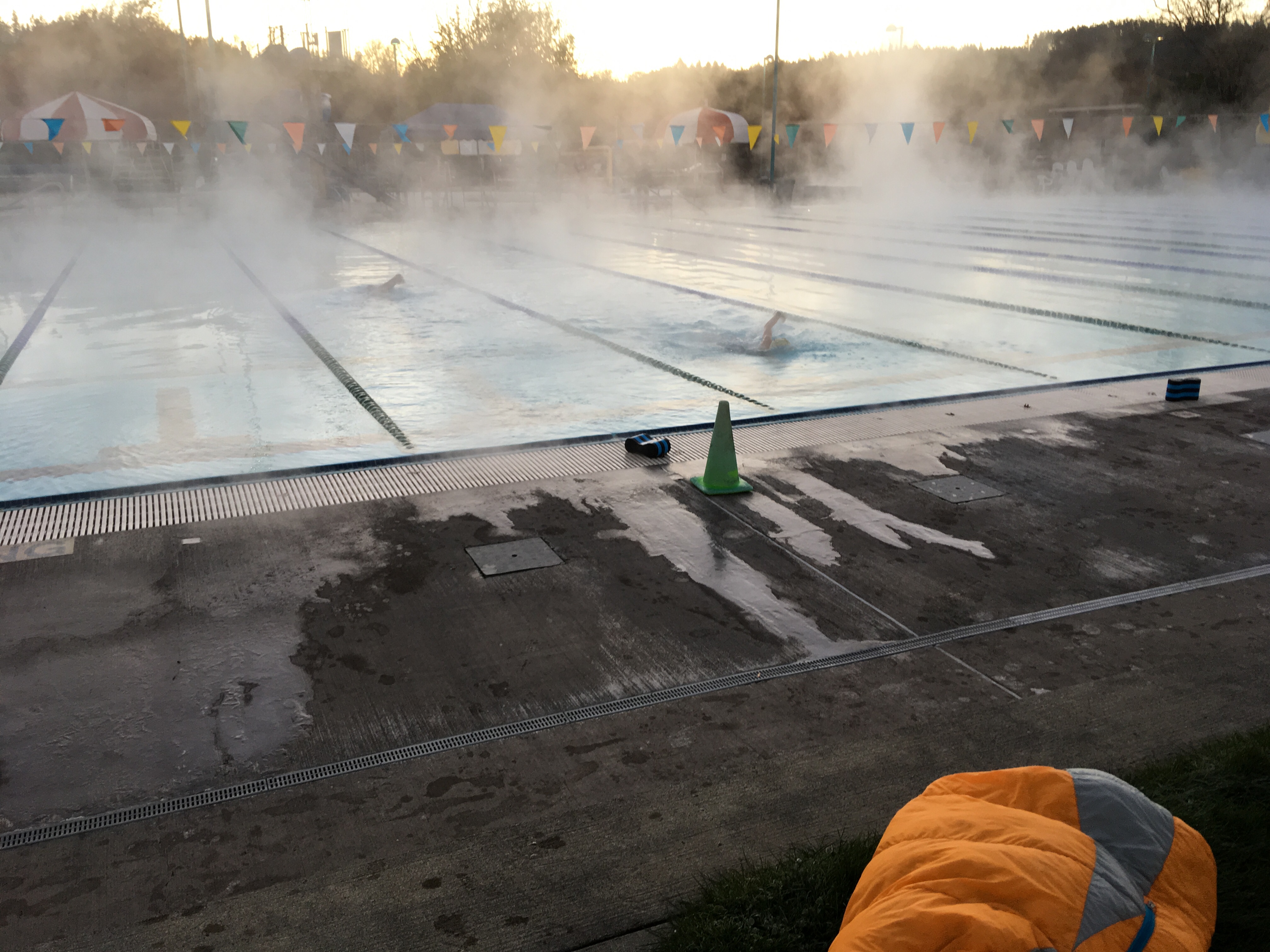 Frozen deck at the pool.