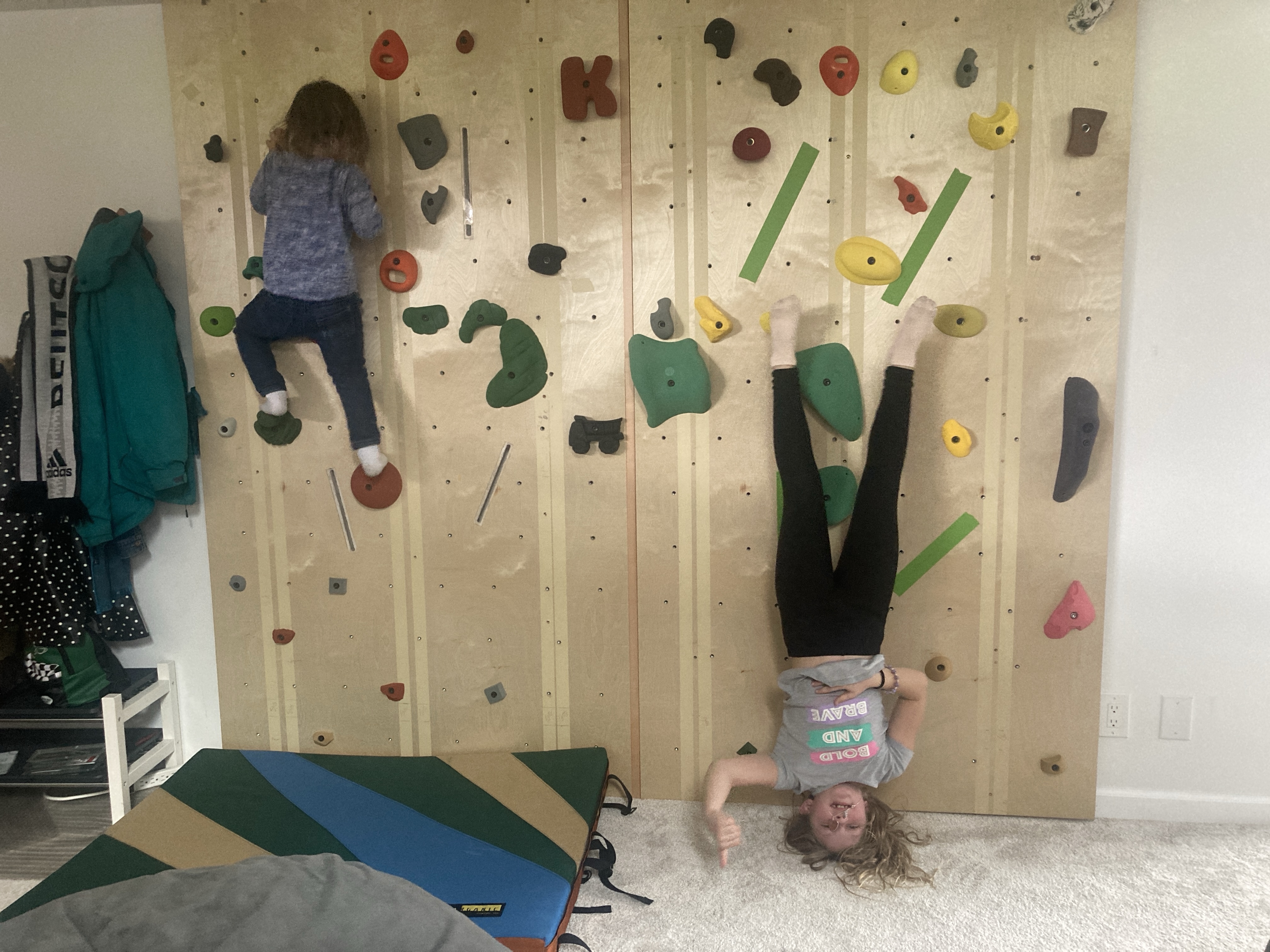 Living room climbing wall